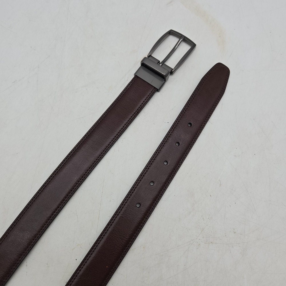 Structure Belt Brown Black Reversible Syn Leather Dress Mens 36 Gunmetal Buckle